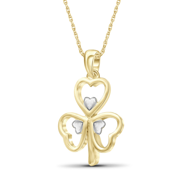 JewelonFire Shamrock Two Tone Sterling Silver Pendant