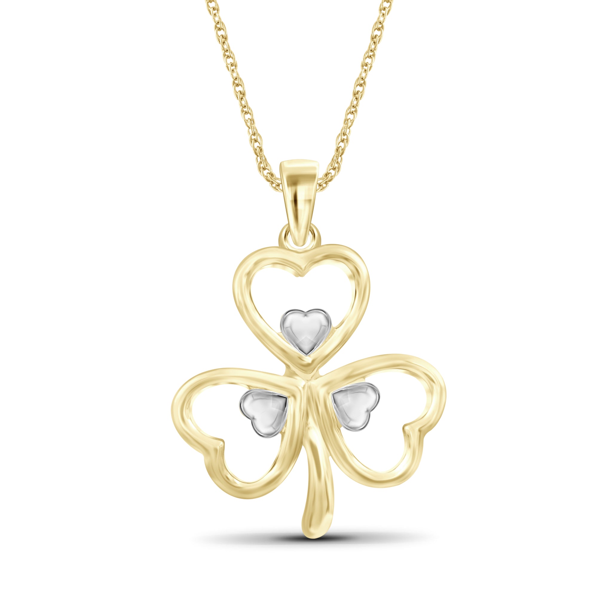 JewelonFire Shamrock Two Tone Sterling Silver Pendant