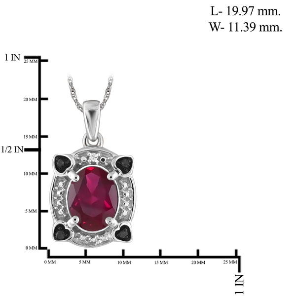 JewelonFire 2.50 Carat T.G.W. Ruby And 1/20 Carat T.W. Black & White Diamond Sterling Silver Pendant - Assorted Colors