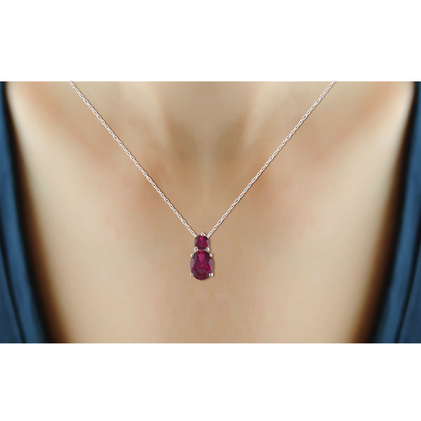 JewelonFire 2.25 Carat T.G.W. Genuine Ruby Sterling Silver Pendant - Assorted Colors