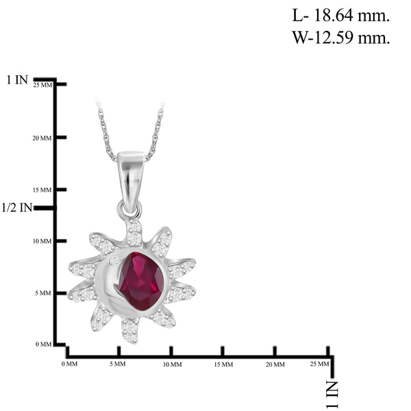 JewelonFire 1.00 Carat T.G.W. Ruby And Created White Sapphire Sterling Silver Pendant - Assorted Colors