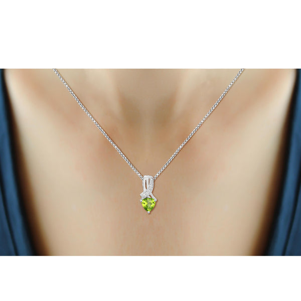 JewelonFire 1.00 Carat T.G.W. Peridot And White Diamond Accent Sterling Silver Pendant - Assorted Colors