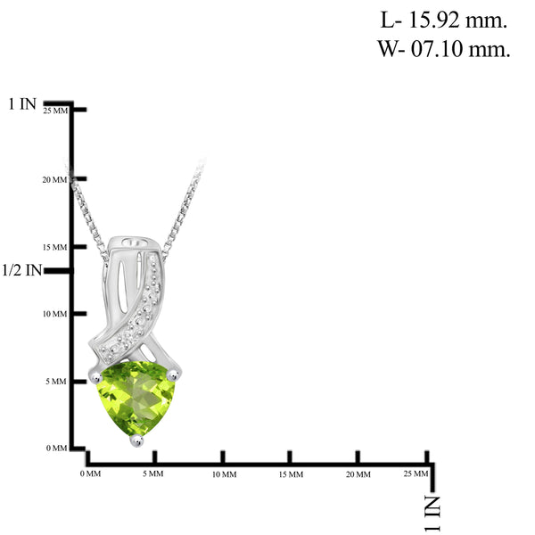 JewelonFire 1.00 Carat T.G.W. Peridot And White Diamond Accent Sterling Silver Pendant - Assorted Colors