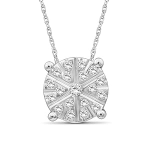 JewelonFire 1/10 Carat T.W. White Diamond Sterling Silver Flower Pendant - Assorted Colors