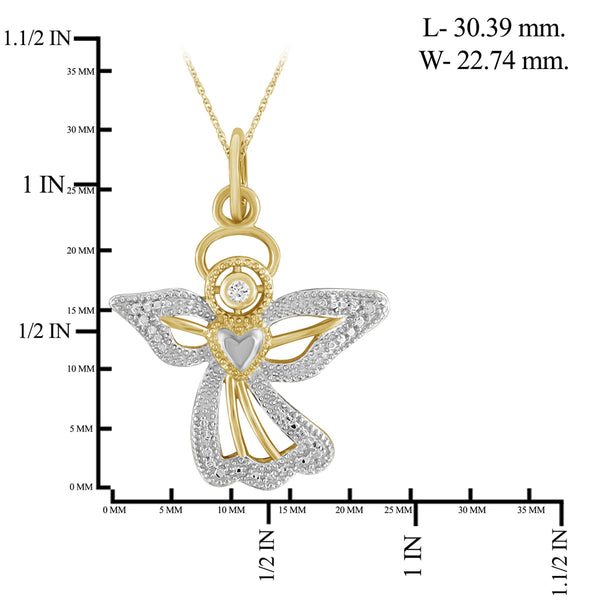 JewelonFire Accent White Diamond Angel Pendant in Two Tone Sterling Silver
