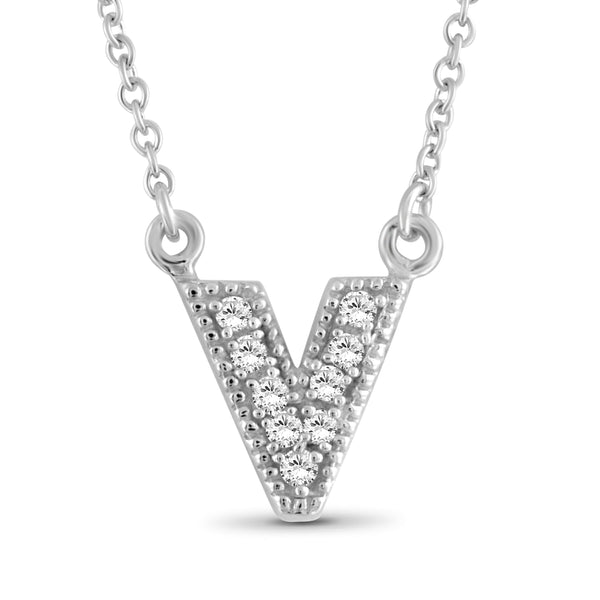 JewelonFire 1/10 Ctw White Diamonds "A to Z" Initial Necklace  in Sterling Silver - Assorted Styles