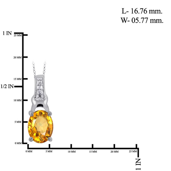 JewelonFire 1.00 Carat T.G.W. Citrine And White Diamond Accent Sterling Silver Pendant - Assorted Colors