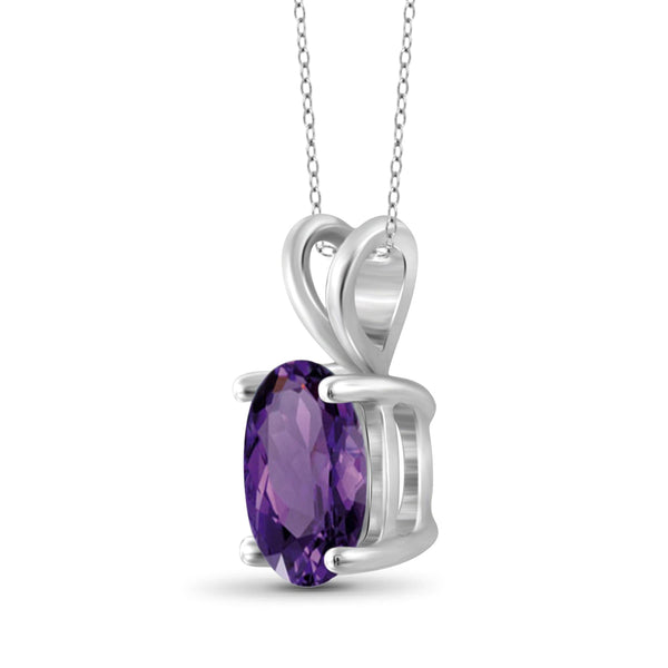 JewelonFire 1.60 Carat T.G.W. Amethyst Sterling Silver Pendant - Assorted Colors