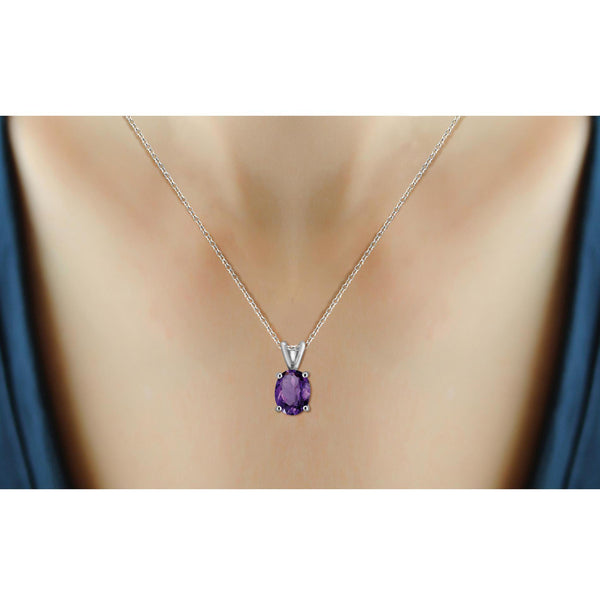 JewelonFire 1.60 Carat T.G.W. Amethyst Sterling Silver Pendant - Assorted Colors