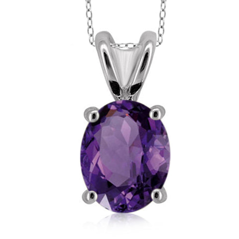 JewelonFire 1.60 Carat T.G.W. Amethyst Sterling Silver Pendant - Assorted Colors