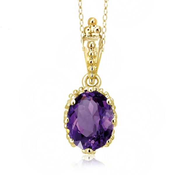 JewelonFire 1.60 Carat T.G.W. Amethyst Sterling Silver Pendant - Assorted Colors