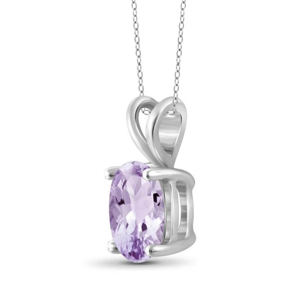 JewelonFire 1.60 Carat T.G.W. Pink Amethyst Sterling Silver Pendant - Assorted Colors