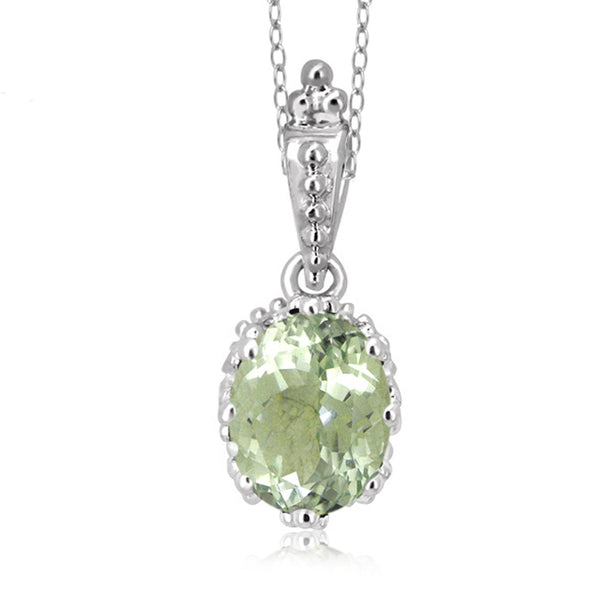 JewelonFire 1.85 Carat T.G.W. Green Amethyst Sterling Silver Pendant - Assorted Colors