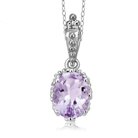 JewelonFire 1.60 Carat T.G.W. Pink Amethyst Sterling Silver Pendant - Assorted Colors