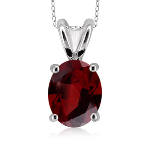 JewelonFire 2.15 Carat T.G.W. Garnet Sterling Silver Pendant - Assorted Colors