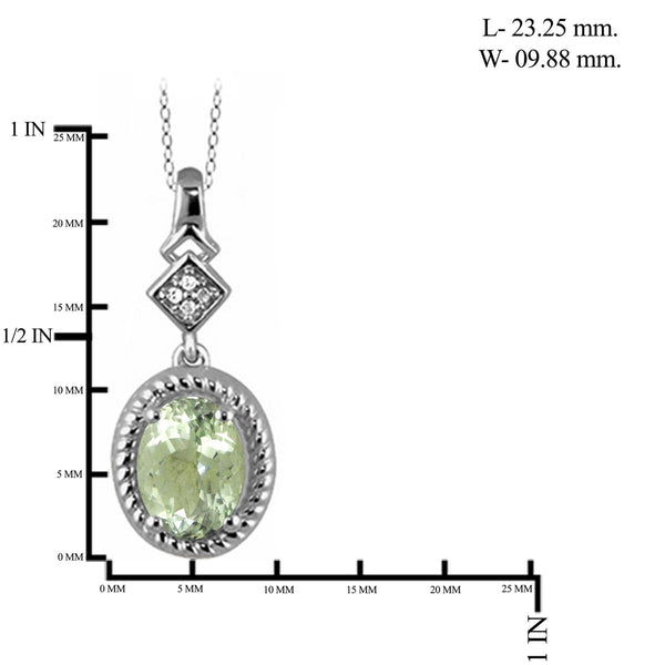 JewelonFire 1 1/3 Carat T.G.W. Green Amethyst And White Diamond Accent Sterling Silver Pendant - Assorted Colors