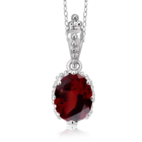 JewelonFire 2.15 Carat T.G.W. Garnet Sterling Silver Pendant - Assorted Colors