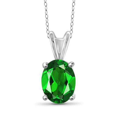 JewelonFire 1.50 Carat T.G.W. Chrome Diopside Sterling Silver Pendant - Assorted Colors