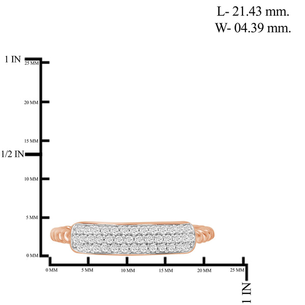 JewelonFire 1/4 Carat T.W. White Diamond Rose Gold Over Silver Bar Ring