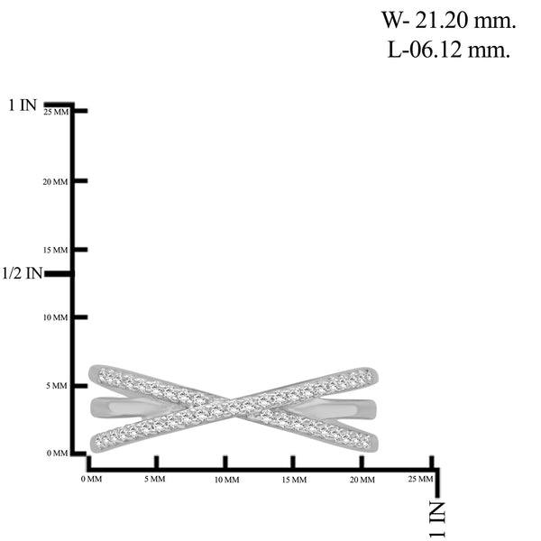 JewelonFire 1/4 Carat T.W. White Diamond Sterling Silver Crossover Ring - Assorted Colors