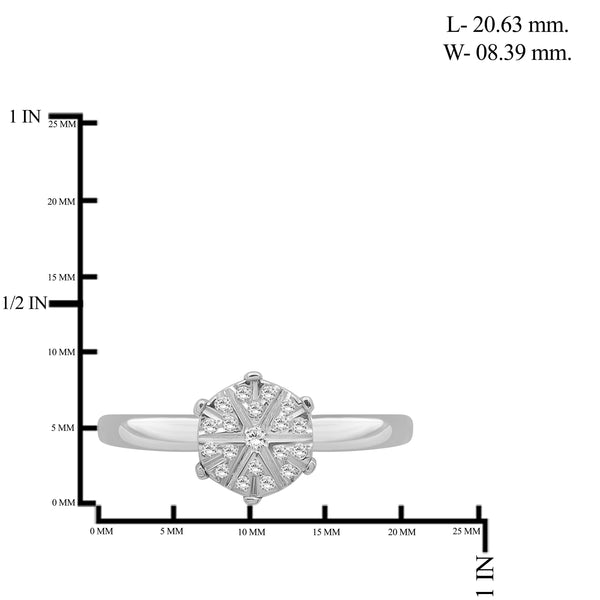 JewelonFire 1/10 Carat T.W. White Diamond Sterling Silver Flower Ring - Assorted Colors