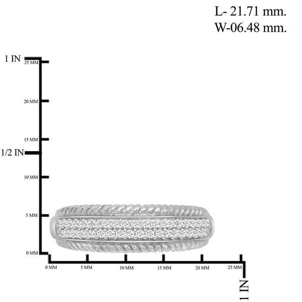 JewelonFire 1/4 Carat T.W. White Diamond Sterling Silver 2 Row Ring - Assorted Colors