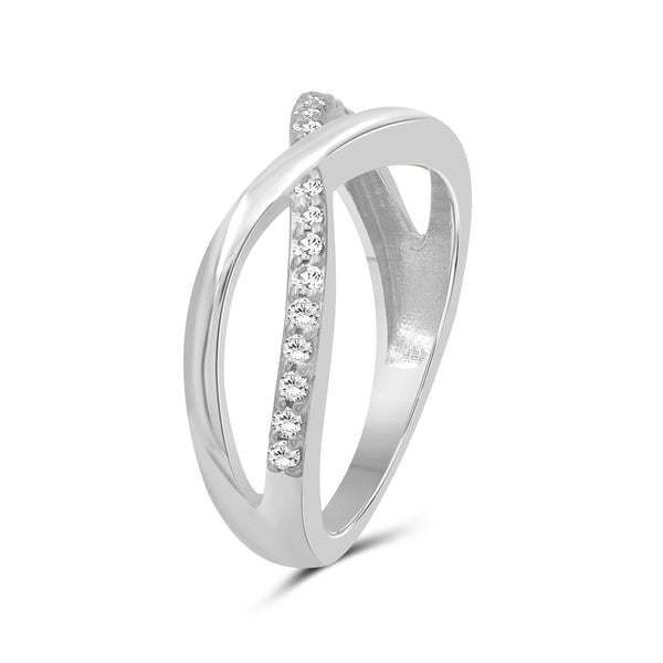 JewelonFire 1/4 Carat T.W. White Diamond Sterling Silver Infinity Ring - Assorted Colors