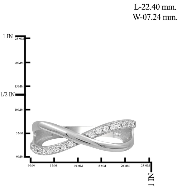 JewelonFire 1/4 Carat T.W. White Diamond Sterling Silver Infinity Ring - Assorted Colors