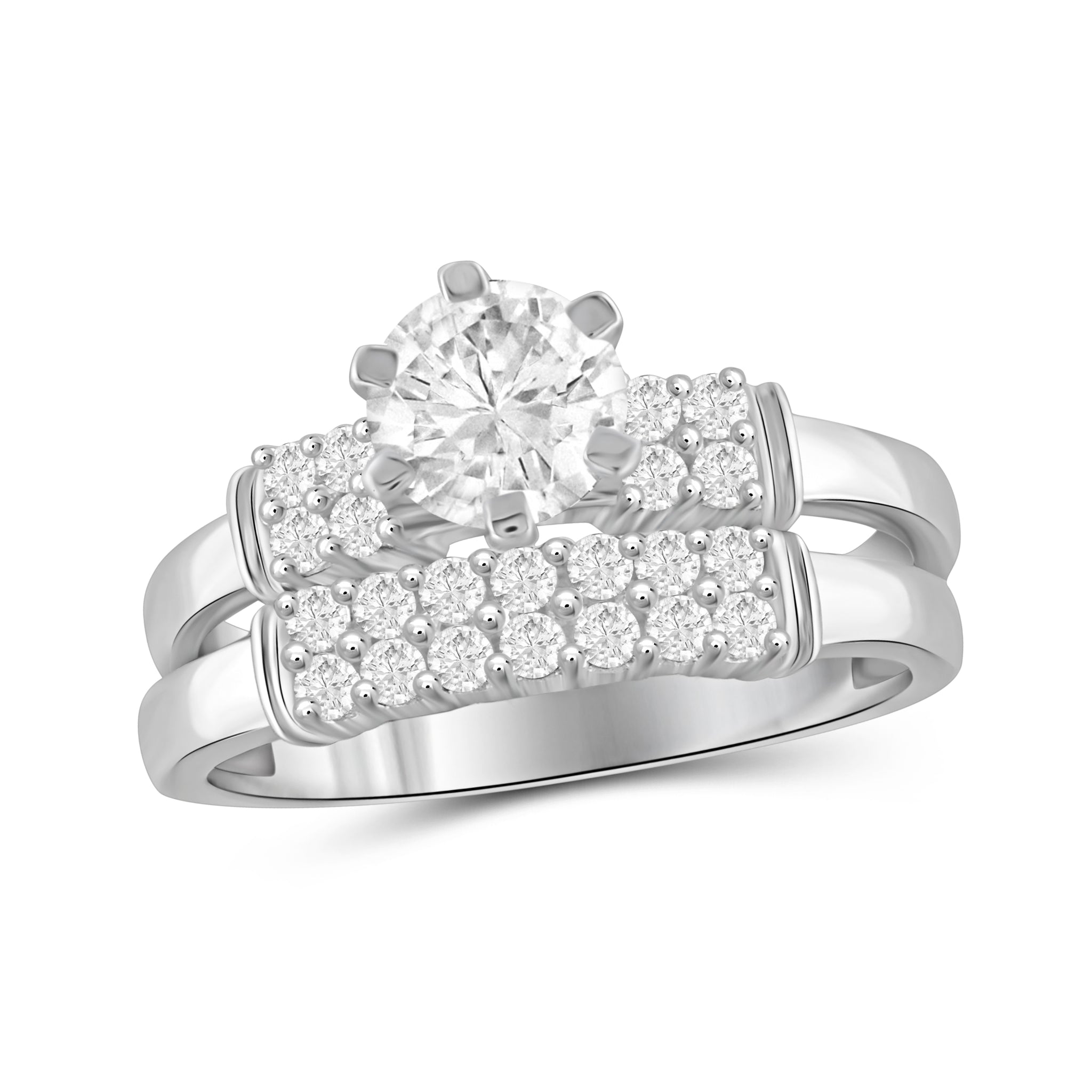 White Cubic Zirconia (AAA) Sterling Silver Bridal Ring