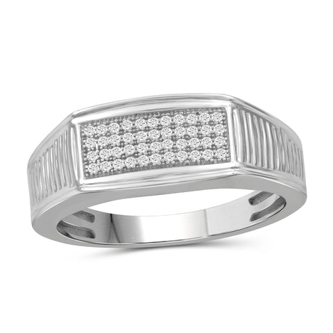 Jewelnova 1/7 Carat T.W. White Diamond 10k White Gold Men's Ring