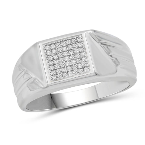 Jewelnova 1/7 Carat T.W. White Diamond 10k White Gold Men's Ring