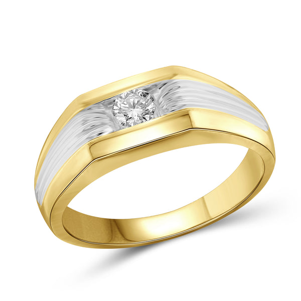 Jewelnova 1/4 Carat T.W. White Diamond 10k Gold Solitaire Men's Ring - Assorted Colors