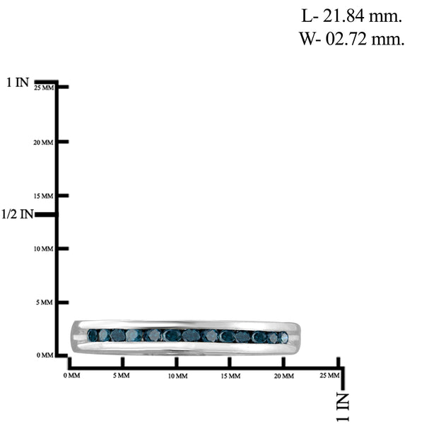 JewelonFire 1/4 Carat T.W. Blue Diamond Sterling Silver Band Ring