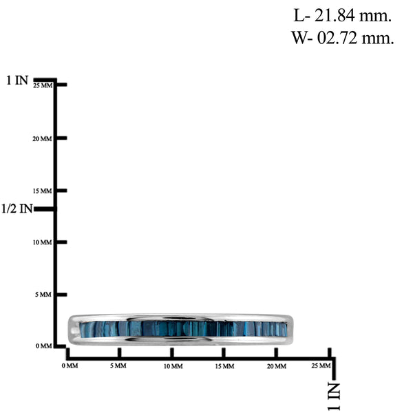JewelonFire 1/4 Carat T.W. Blue Diamond Sterling Silver Band Ring