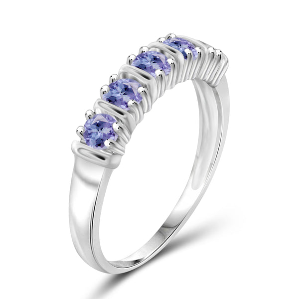 JewelonFire 1/2 Carat T.G.W. Tanzanite Sterling Silver 5-Stone Ring- Assorted Colors