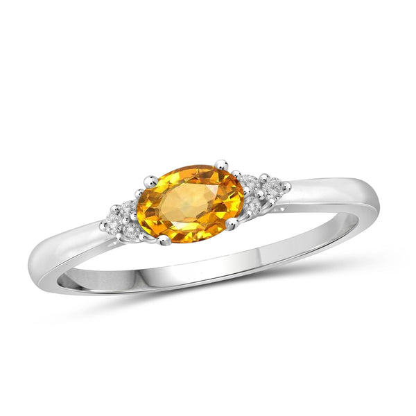 JewelonFire 1/2 Carat T.G.W. Citrine And White Diamond Accent Sterling Silver Ring - Assorted Colors