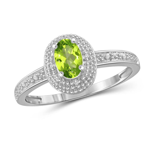 JewelonFire 1/2 Carat T.G.W. Peridot And White Diamond Accent Sterling Silver Ring - Assorted Colors