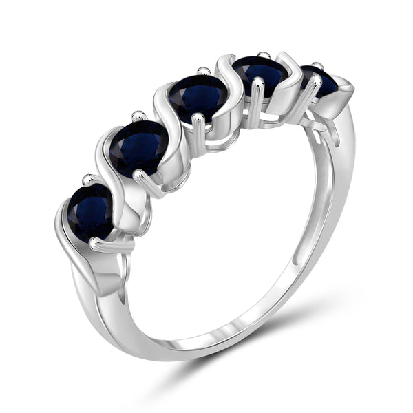 JewelonFire 2 Carat T.G.W. Sapphire Sterling Silver Band- Assorted Colors