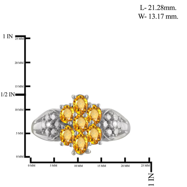 JewelonFire 1 1/4 Carat T.G.W. Citrine And White Diamond Accent Sterling Silver Ring - Assorted Colors