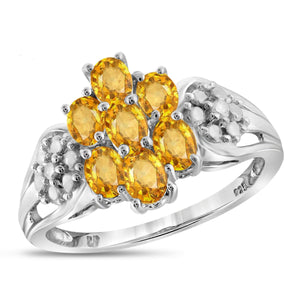 JewelonFire 1 1/4 Carat T.G.W. Citrine And White Diamond Accent Sterling Silver Ring - Assorted Colors