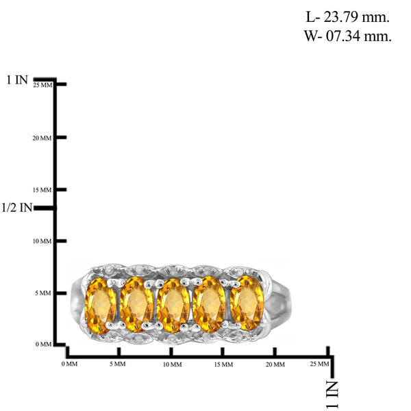 JewelonFire 1.00 Carat T.G.W. Citrine And 1/20 Carat T.W. White Diamond Sterling Silver Ring - Assorted Colors