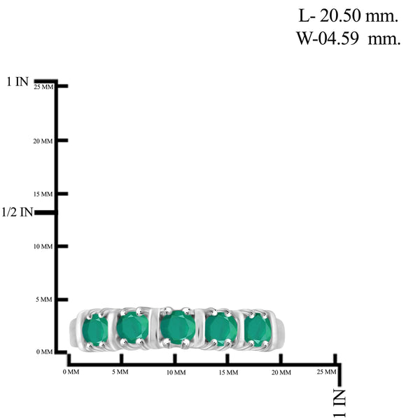 JewelonFire 1/2 Carat T.G.W. Emerald Sterling Silver 5-Stone Ring- Assorted Colors