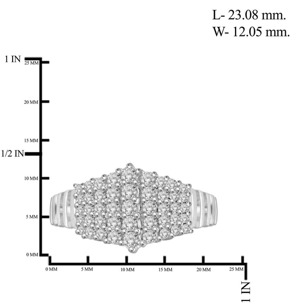 JewelonFire 1 Carat T.W. White Diamond Sterling Silver Domed Textured Ring
