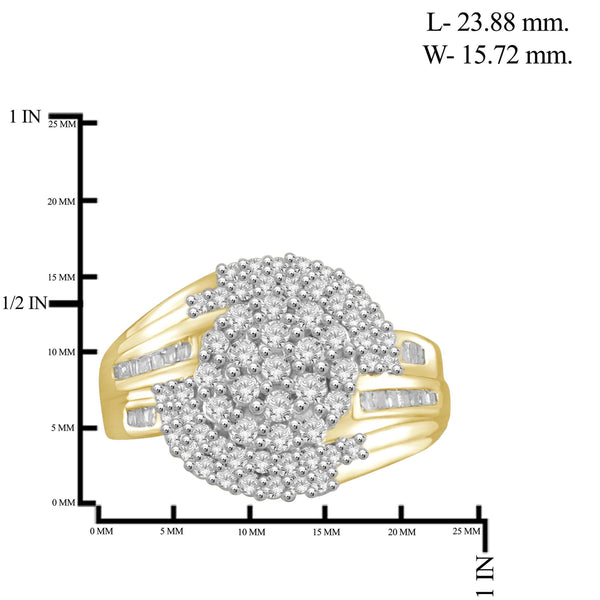 JewelonFire 1 Carat T.W. White Diamond Sterling Silver Bypass Curve Ring