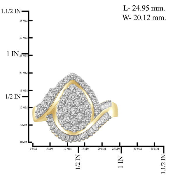 JewelonFire 1 Carat T.W. White Diamond Sterling Silver Teardrop Ring
