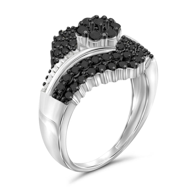 JewelonFire 1 Carat T.W. Black And White Diamond Sterling Silver Ring