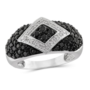 JewelonFire 1 Carat T.W. Black And White Diamond Sterling Silver Band