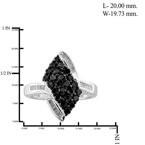 JewelonFire 1 Carat T.W. Black And White Diamond Sterling Silver Ring