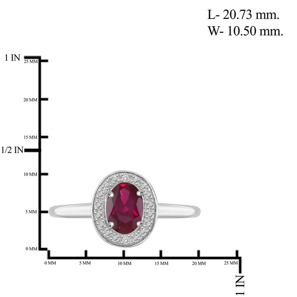 JewelonFire 0.90 Carat T.G.W. Ruby and White Diamond Accent Sterling Silver Ring - Assorted Colors