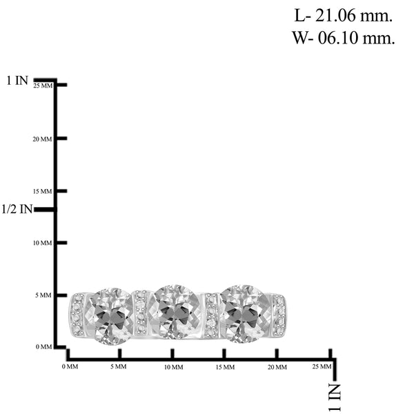 JewelonFire 2 3/4 Carat T.G.W. White Topaz And White Diamond Accent Sterling Silver Ring - Assorted Colors